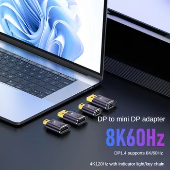 Адаптер Mini DP към Displayport 1.4, конвертор 8K @ 60Hz, Двупосочен удължител за кабел DP към Mini DP от мъжете, за жената, за MacBook