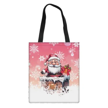 Noisydesigns Мъкна с снеговиком, весела Коледа, дамска чанта за многократна употреба платно с принтом Дядо Коледа, ежедневни дама-студент
