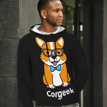 Качулки Corgeek Essentials, Есенна Забавно градинска дрехи за кучета Corgi, Блузи, мъжки Модни пуловери Оверсайз-качулки