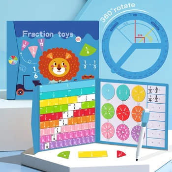 Детски Магнитни Частична Математически Играчки, Дървени Набор От Книги За Фракции На Обучение Визуална Помощ, Детска Аритметична Развитие На Образователна Играчка