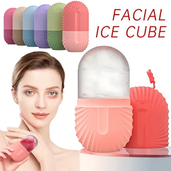 Форма на лицето с кубчета лед, Силиконов масажор за лице, Хидратиращ, моющийся, форма за лед в пещ, Розов