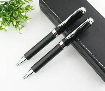 Луксозна химикалка химикалка от въглеродни влакна за подаръци, дръжката е от тежък метал, офис писалка за писане
