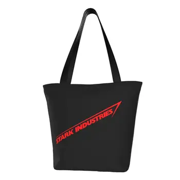 Чанти-тоут с хубав принтом Stark Red Industry, здрава холщовая пазарска чанта през рамо