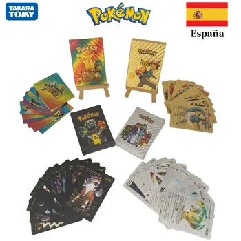 Карта pokemon Златно, сребърно, черно, Vmax GX, испански Charizard, Пикачу, рядка колекция, карта за бойна подготовка, детска играчка за подарък.