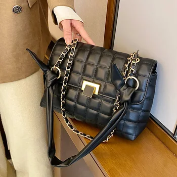 Модерна дамска чанта за през рамото от изкуствена кожа, висококачествени дамски чанти през рамо с веригата за жени, ежедневни дамски чанти, дамски чанти-незабавни посланици