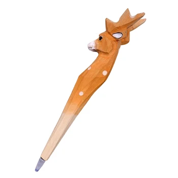 Гел писалка с животни, ръчно изработени, Мультяшная дръжка с дърворезба, изглажда писмена дръжка за начална училищна партита
