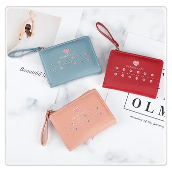 Нова тенденция Instagram в Япония и Южна Корея, модерна чанта за карти на страничния цип, дамски къс чанта за ръце, малък портфейл, дамска чанта