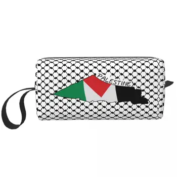 Флаг на Палестина, палестинското косметичка Kufiya Hatta за жени, козметични чанти за грим, традиционната пътна чанта за тоалетни принадлежности Keffiyeh с цип