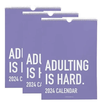 3ШТ да Израснеш трудно Календар на 2024 година, месечната вдъхновяващи стенен календар в 2024 година, за възрастни, проектанти, за офис календар Здрав