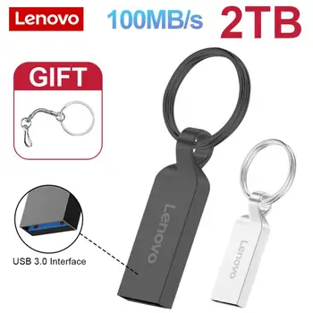 USB-стик Lenovo с капацитет 2 TB, мини-метални карта памет реалния капацитет, Черна писалка-устройство, Творчески бизнес подарък, Сребро, U-диск за съхранение на данни