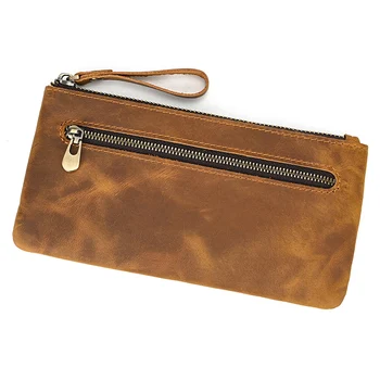 Жена портфейл от естествена кожа, ретро мъжки женски чантата, чантата за мобилен телефон, чанта за ключове, Портмонето с каишка на китката, чанта за писалки