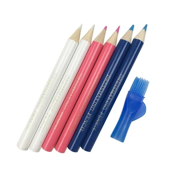 Y1UB 6 парчета плат моливи с пискюл, стираемый молив за шиене Tailors Pen