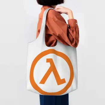 Множество пазарска чанта с логото на Hot Игра Half Life Lambda, дамски холщовая чанта през рамо, трайни Хранителни стоки торби за пазаруване, чанта