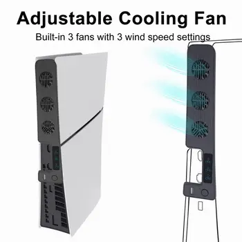 Заден вентилатор Ефективен вентилатор за охлаждане на фини конзола Ps5 Високоскоростен отвеждане на топлината Тиха работа на 3-стъпка регулируеми задни охладител