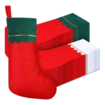 36 бр. коледни чорапи, подаръци за партита, коледни украси, отглеждане в селски стил, коледни чорапи на Дядо Коледа за празниците