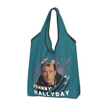 Множество продуктова чанта Johnny Hallyday Балансьор Rocks, сгъваеми чанти за пазаруване, които могат да се перат в машина, Голяма дългогодишна чанта за съхранение, лесна