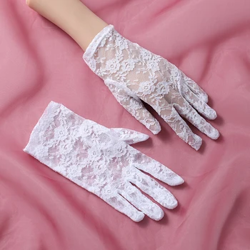 Висококачествени Сватбени ръкавици, Бяло кратко Модно Елегантна тюлевое дантелено бельо сватбена рокля на всички пръсти, Аксесоари за партита