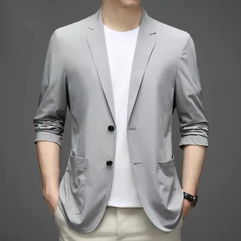 3660-R-Мъжки летен нов памук корейски костюми с кръгло деколте по поръчка за мъже