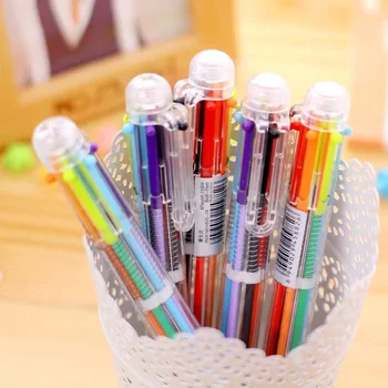 многофункционална химикалка писалка 6 в 1 0,5 мм, новост, многоцветни подаръци за децата, канцеларски материали за офиса и училище