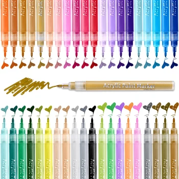 40 Цветни акрилни маркери химикалки с върха 0,7 мм, акрилни връхчета, дръжка за наскальной живопис, керамика, акрилни маркер на водна основа, направи си сам