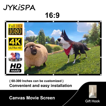 60 72 84 100-- инчов Прост прожекционен сгъваем екран HD за употреба на открито на закрито Преносим С дупки Прожекционен екран за употреба на открито на закрито