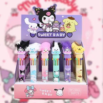 Sanrio Мультяшная Химикалка Химикалка 18/36шт Kuromi Hello Kitty Cinnamoroll 10 Цвята 0.7 Канцеларски материали За ученици Draw Wrirte Mark Pen