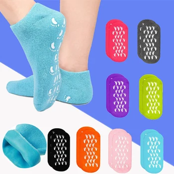 1 Чифт Овлажняващи чорапи, за Многократна употреба СПА-гел Чорапи, Избелване, Ексфолиращи Силиконови Чорапи, Подмладяващи Суха Напукана кожа на Краката, Грижа за краката