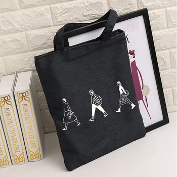 Холщовая чанта-тоут, ученически чанти през рамо, Еко-пътуване, женски Сгъваеми чанти за пазаруване, ин Витро-за Многократна употреба Сгъваеми