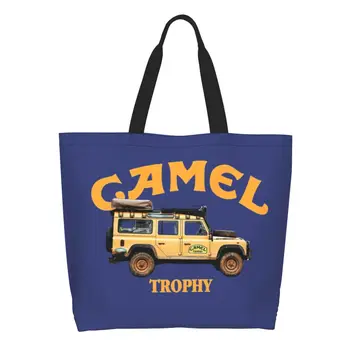 Camel Trophy На Хранителни Чанта За Пазаруване С Модерен Печат, Холщовая Пазарска Чанта През Рамо, Моющаяся Чанта С Голям Капацитет