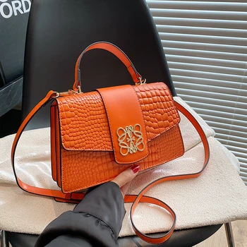 Малка чанта през рамо с шарките на крокодилска кожа, за жени, 9-цветна чанта от изкуствена кожа, луксозна дизайнерска дамска чанта-тоут през рамо