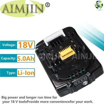 Батерията е с повишена мощност-18 за Makita 5000 mah, акумулаторна литиева батерия, съвместима с BL1840, BL1860 и др