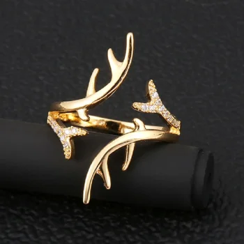 Модерен пръстен от лосиного рога сребърен цвят с регулируем отвор Пръстен за любителите на Изискани бижута Обещания Подарък за Свети Валентин