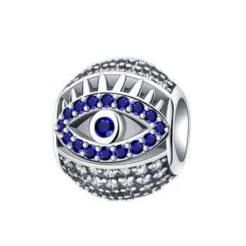 925 Сребро Очите диамантени сини мъниста Чар, Подходящи За Оригинални Гривни Pandora Charms Дамски направи си САМ Бижута Подарък