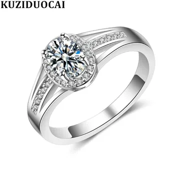 Kuziduocai Нови модни бижута и изделия от цирконий, неръждаема стомана с формата на яйце Елегантни Сватбени пръстена за булката, за жени и момичета, Anillos R-129