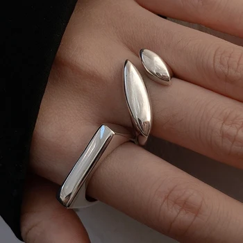 Женски пръстен от сребро 925 проба BF CLUB, плоски, просто с отворен пръст, винтажное пръстен за ръчна работа, което води до алергии, за подарък за парти, рожден ден