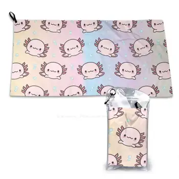 Сладки аксолотлевые кърпи за баня от най-добрите влакна, Гъба Сладък Kawaii Doodle Pink Axolotl
