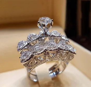 Дамски пръстени от истинско сребро 0,75 карата с кубическим цирконием ААА, Модерен Набор от годежни пръстени, бижута, пръстен на пръста си, за да дам