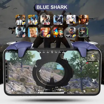 Мобилен Телефон Blue Shark Нажимная Второстепенен Бутон на Огън Геймпад Джойстик Контролер L + R Метален Спусък За Геймпадов PUBG Нова