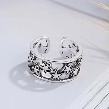 Бохемия Звезда Създадете пръстен върху пръста за жени Дамское коктейл клуб пръстен за парти, Годеж, Реколта пръстени с променлив размер, подаръци за годишнина