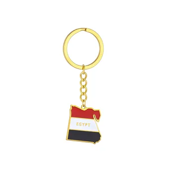 Ретро Египетски Карта на Египет Флаг Ключодържател от неръждаема стомана в етнически стил за мъже и жени, Подарък верижка за ключове Аксесоар ключодържател Бижута