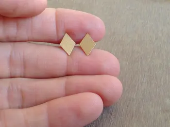 30 двойки модни прости обици-гвоздиков във формата на диамант, сладки квадратни обеци за покер, малки геометрични обеци за карти за игра за жени