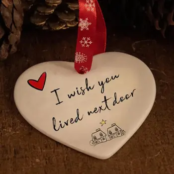 Украса на подарък за приятел, Украса и подарък на сестра ми Керамични дизайн във формата на сърце Окачена висулка за Коледно Приятелство, за следващия