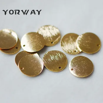 10шт матов кръг брелков с дискове 12/15/18 мм, позлатени месингови кръгли ключодържатели за монети (GB-150)