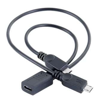 Многофункционално USB кабел C 2 в 1 с конектор Micro USB кабел за зареждане на мобилен телефон и таблет