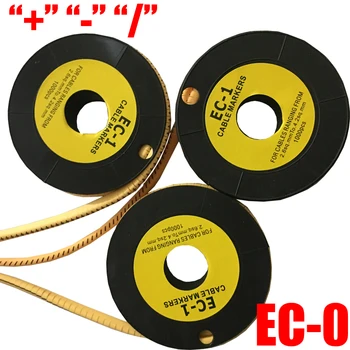 1000 бр./Ролка EC-0 Щепсел + Минус-Виргула /1,5 мм2 Етикет Гъвкава PVC Печат Ръкав на Тръбата е Плоска Издател на Тел Кабел Маркер