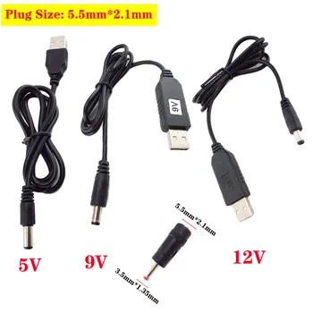 5V 9V 12V Тип A USB Линия на Увеличаване на капацитета на Постоянен ток с Голяма Модул Конвертор USB Кабел-адаптер 5.5 мм * 2,1 мм Штекерный Конектор Конектор за захранващия Кабел
