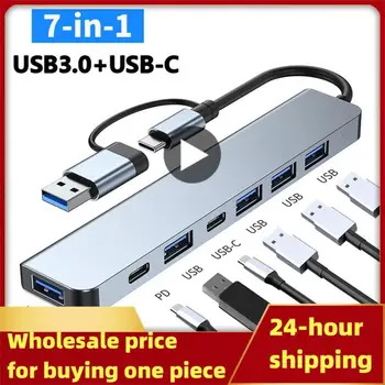 Хъб Type C Високоскоростен USB 3.0 хъб Сплитер cardreader RJ-45 PD 87 W многопортовый с порта SD TF за Macbook Компютърни аксесоари
