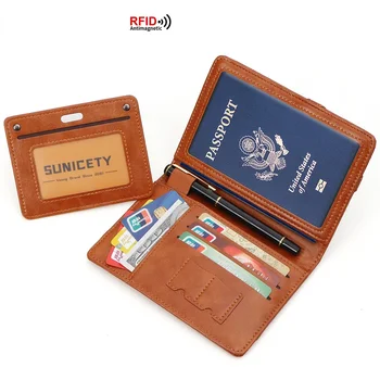RFID Мъжки Изкуствена Корици За Паспорти Портфейл Многофункционален Държач за Самоличност За Пътуване Passcard Holder 8Z