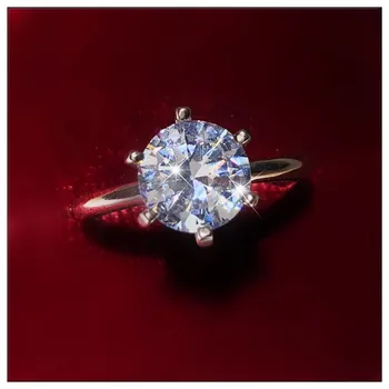 Пръстени сребро S925 за жени се Предлагат 6 Ноктите на Кубичен цирконий тегло 1 карат Сватбена Отворен пръстен за младоженци, Сватбени декорации за младоженци