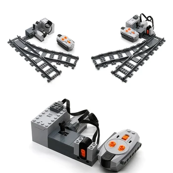 Moc Технически Блок RC Моторно Устройство За Смяна на Гъсеници За Градски Влакове и Железопътни Терминали САМ Assembly Train Track Toy Bricks